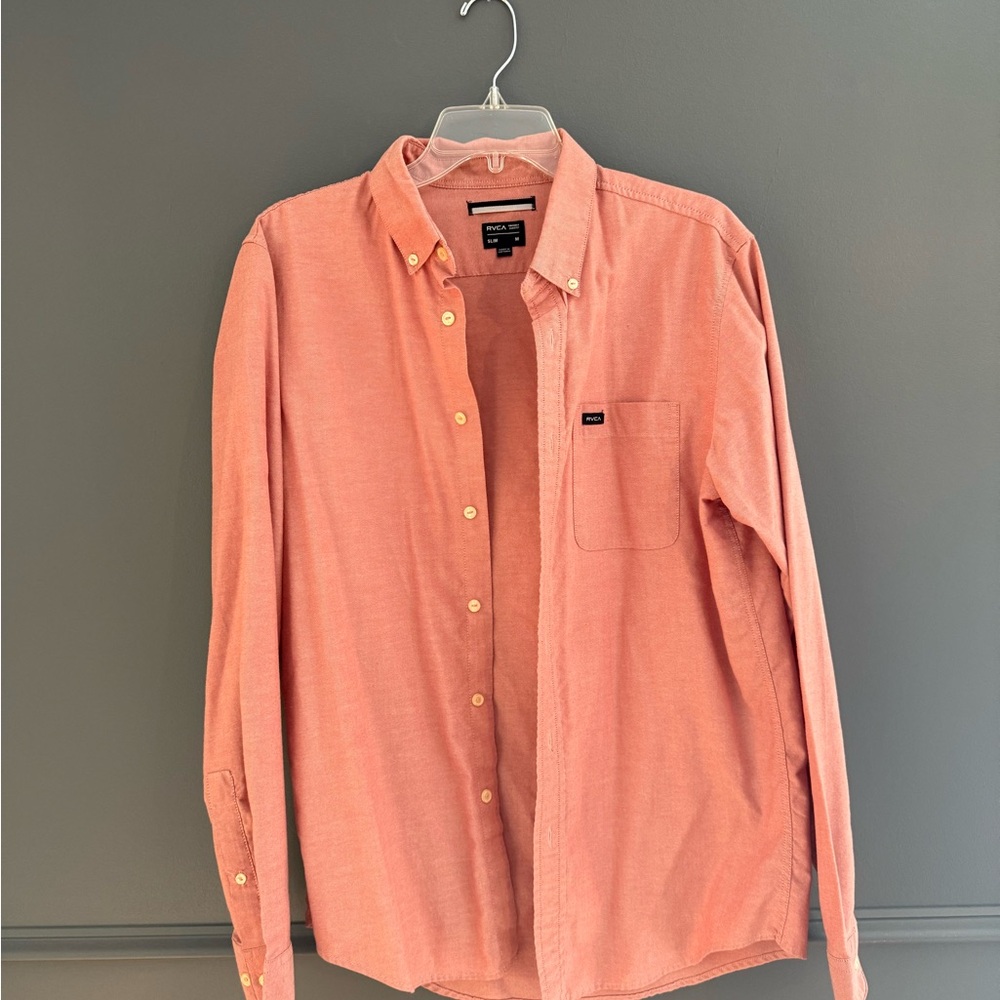 RVCA Men's Peach Button-Down Shirt